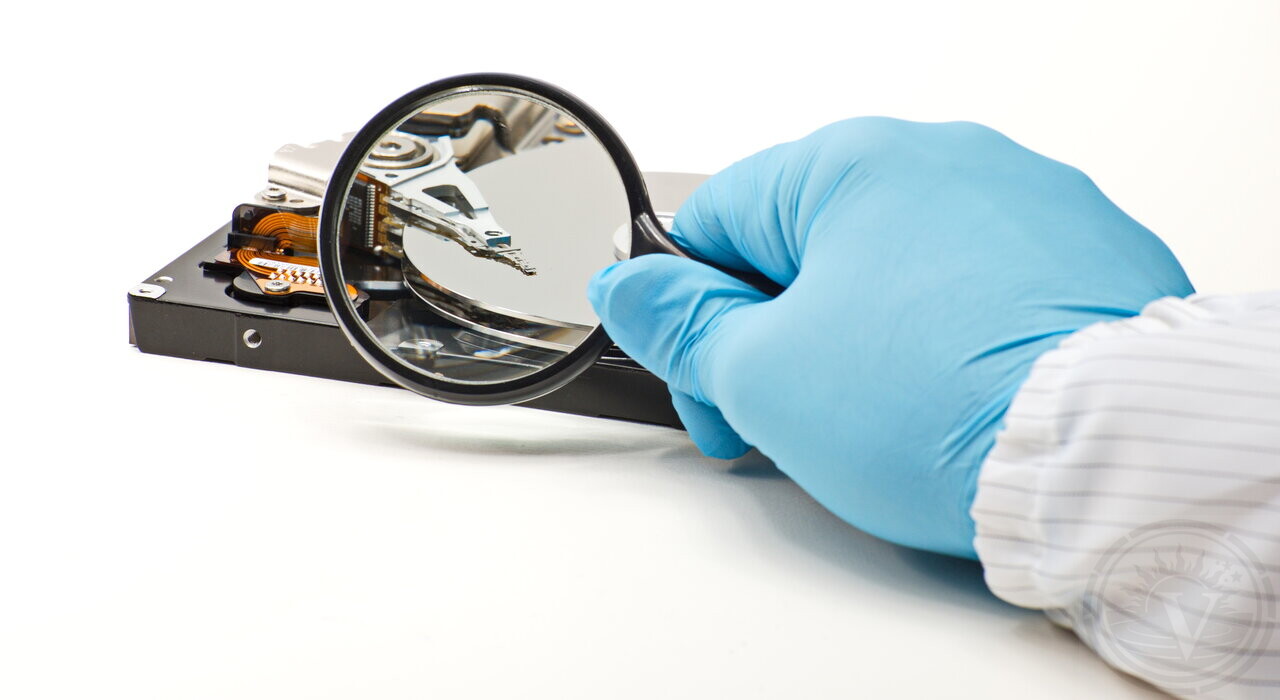 hard drive with a looking glass